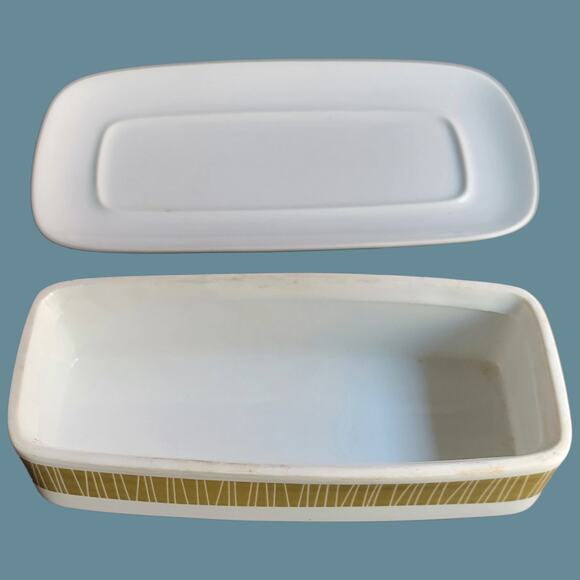 Vintage 1960s Mikasa Olive Green "Accent Contour 5584" Butter Dish - Picture 3 of 5